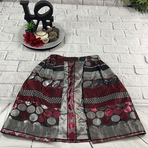 Women’s Via Veneto Multicolored Side Zip Elastic Waist Midi Skirt AT03